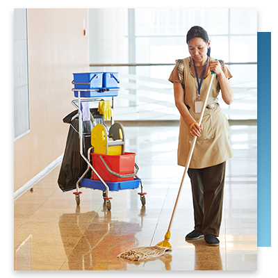lady cleaning healthcare floors