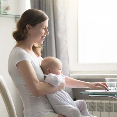 mom and baby using telehealth