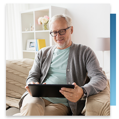 A patient having fun on his tablet