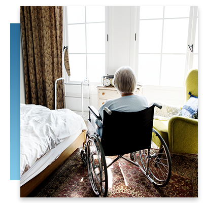 A loney elderly woman in her room