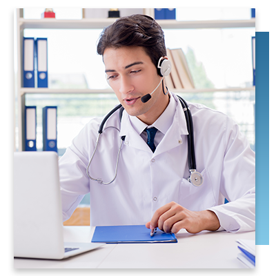 A doctor on a Telehealth call