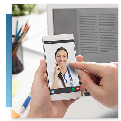 A person on a telehealth call on their phone