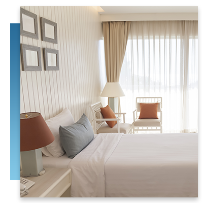 A clean, simple and bright elderly person's room