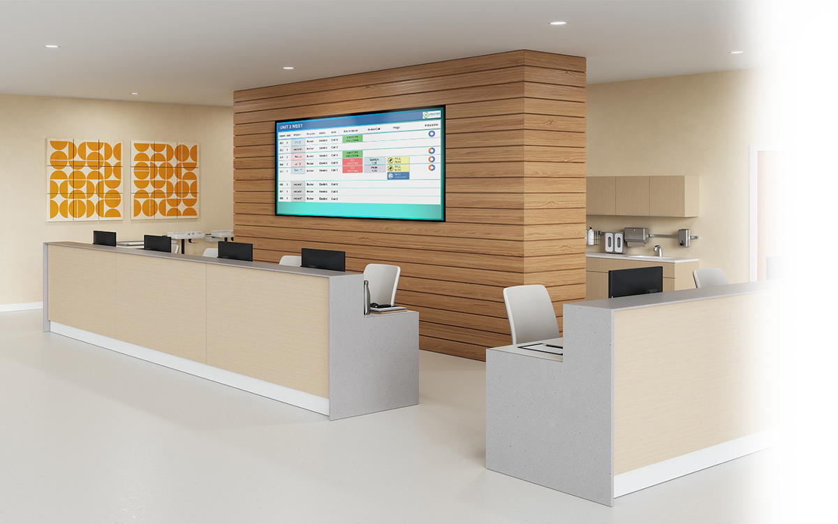 nurse station digital whiteboard, hospital unit whiteboard, patient overview board, staff whiteboard, clinician whiteboard