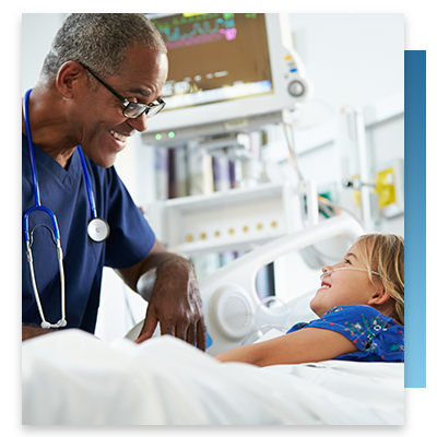 A nurse talking with a young patient