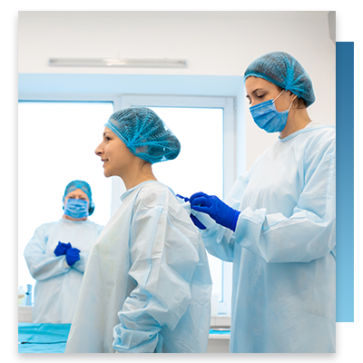 A team of doctors preparing for surgery