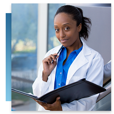 A doctor holding a folder