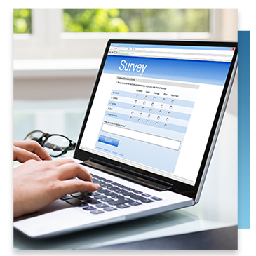 A person filling out an online survey