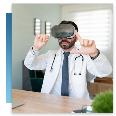 A doctor using VR during a telehealth call