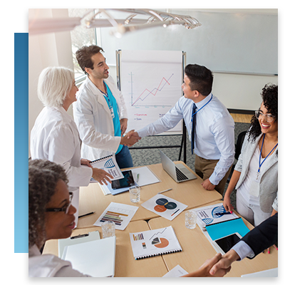 A meeting with hospital administration and doctors