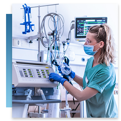 A nurse with medical equipment