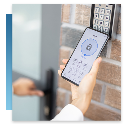 A doctor using their phone to unlock a secure door