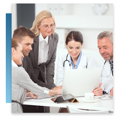 Doctors in a meeting with business people
