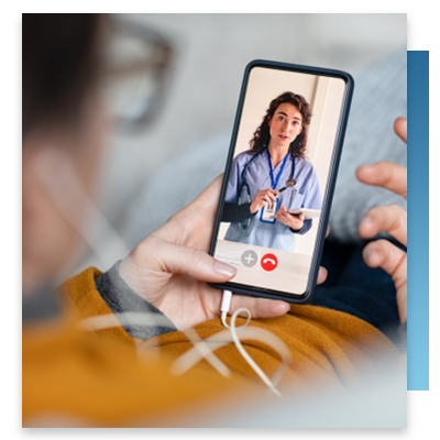 A patient on their phone during a telehealth call