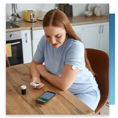 A diabetes patient using a tracking app to help manage her disease