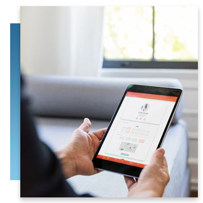 A person holding a tablet making a telehealth call