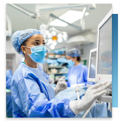 Surgeon using hospital equipment