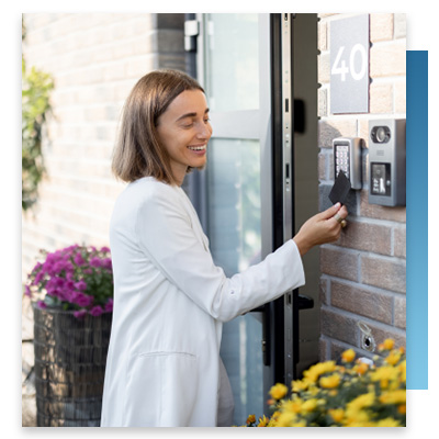 Doctor using keycard to access clinic