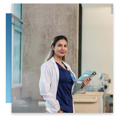 doctor with wearable tracking badge