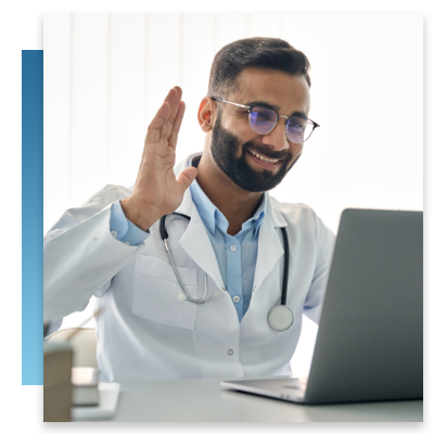 A doctor on a video call
