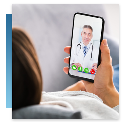 Patient on video call with doctor