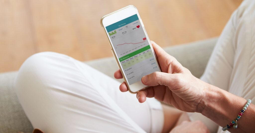 Patient using mobile app